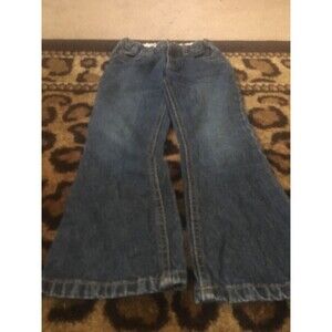 Lands’  End Girls Size 5 Blue Denim Jeans Slim Fit Straight Leg Pockets